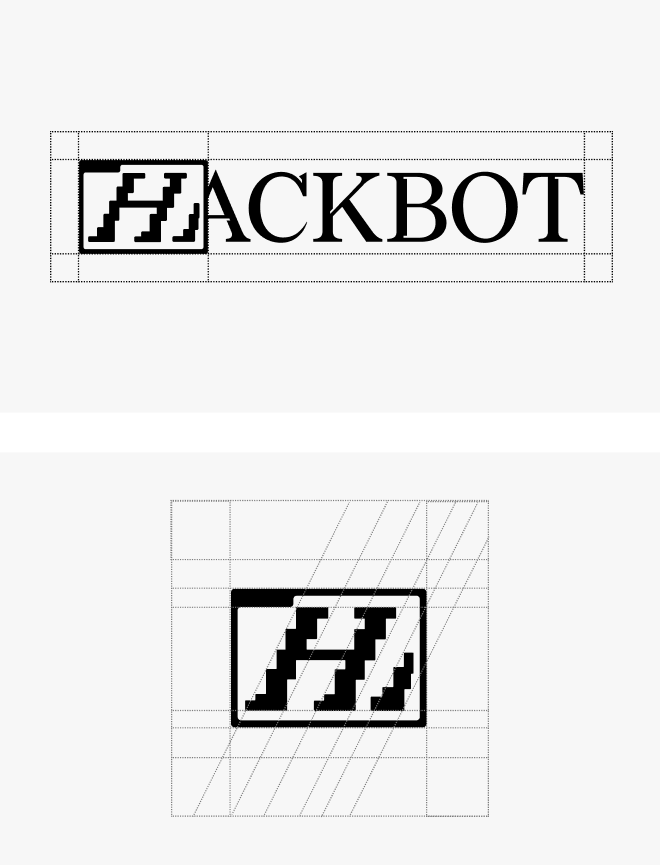 Hackbot logo construction grid