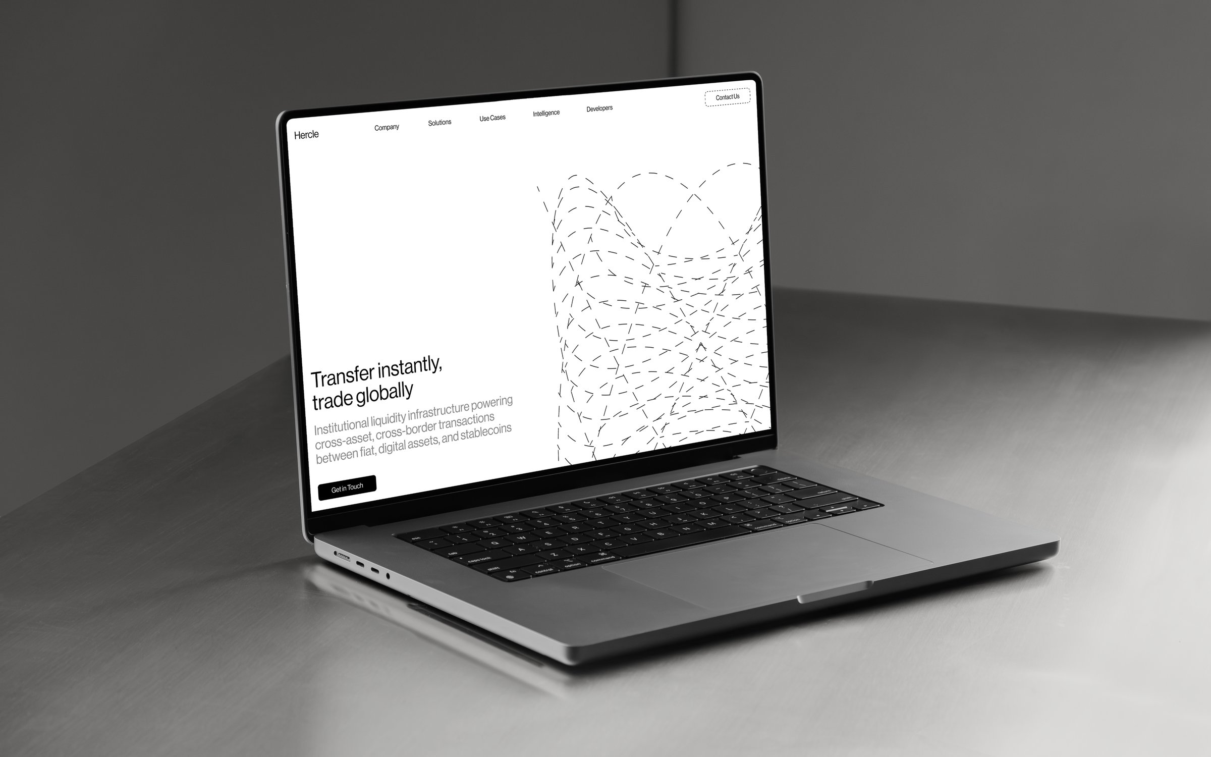 Hercle website on laptop