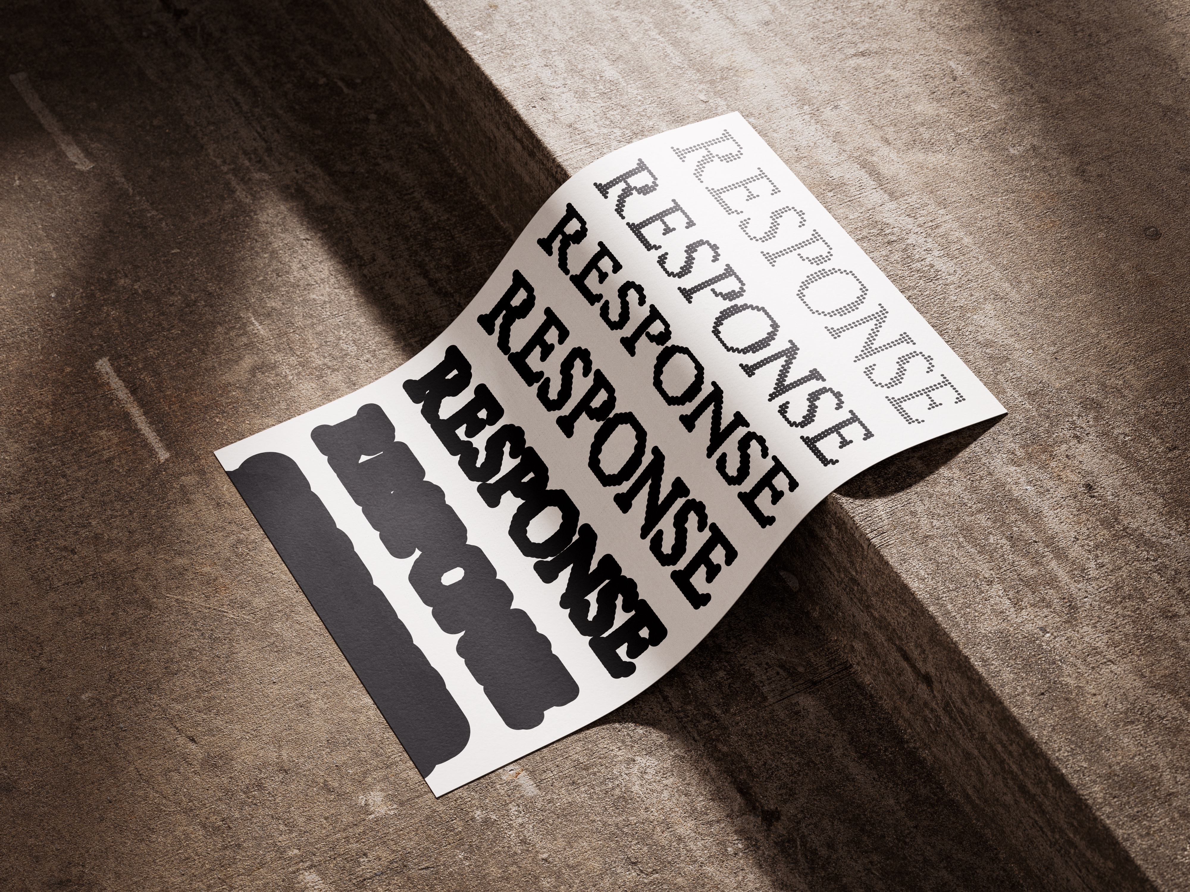 Response poster showing variable weight letterforms