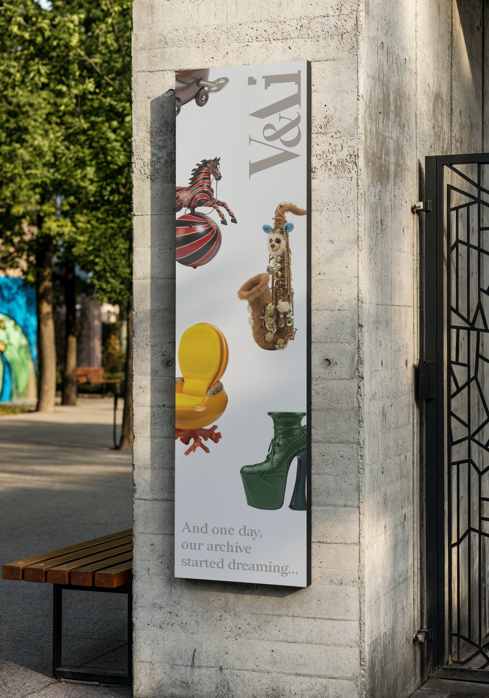 V&Ai signage on a concrete wall